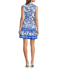 Sugarlips Rency Floral Zady Collared Neck Sleeveless Mini Dress