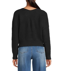 Sugarlips Ribbed Knit V-Neck Long Sleeve Front Hook Cardigan