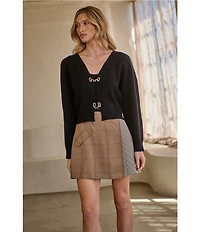 Sugarlips Ribbed Knit V-Neck Long Sleeve Front Hook Cardigan