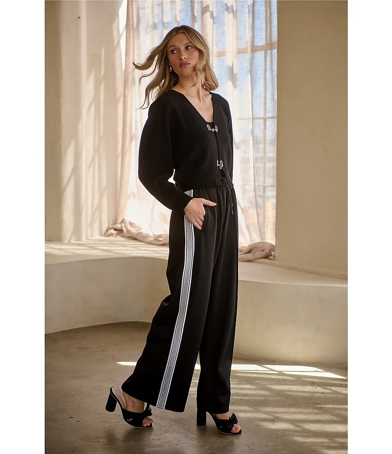 Sugarlips Ribbed Knit V-Neck Long Sleeve Front Hook Cardigan