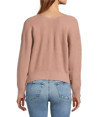 Sugarlips Ribbed Knit V-Neck Long Sleeve Front Hook Cardigan