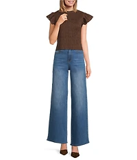 Sugarlips Ruffle Mock Neck Sleeveless Smocked Top