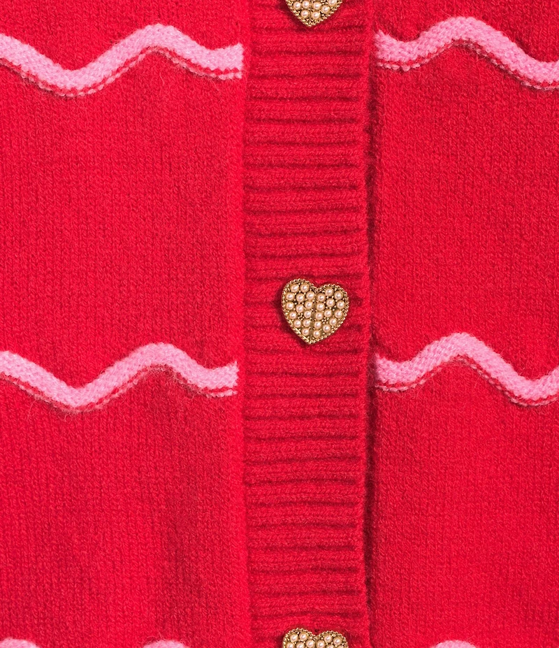 Sugarlips Seniry Waxy Stripe Crew Neck Long Balloon Sleeve Cardigan