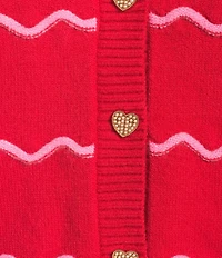 Sugarlips Seniry Waxy Stripe Crew Neck Long Balloon Sleeve Cardigan