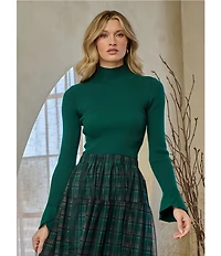 Sugarlips Sheer Plaid Tiered Elastic Waist Pull-On Maxi Skirt