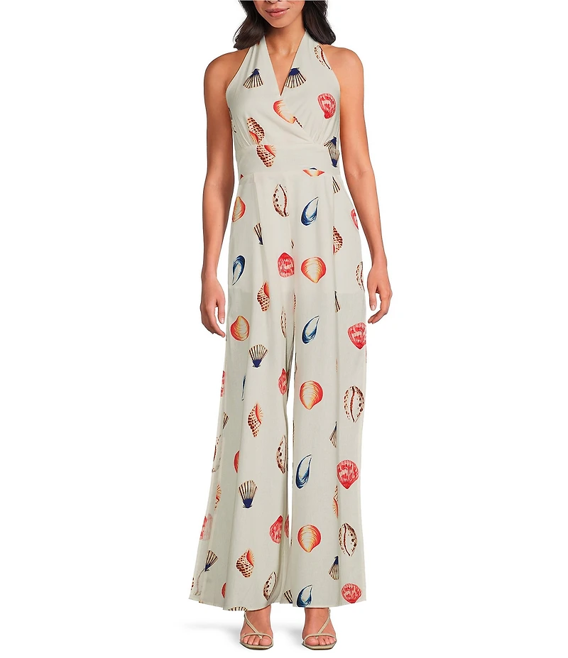 Sugarlips Shell Magic Moment Wide Leg Sleeveless Halter Jumpsuit