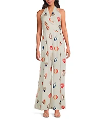 Sugarlips Shell Magic Moment Wide Leg Sleeveless Halter Jumpsuit