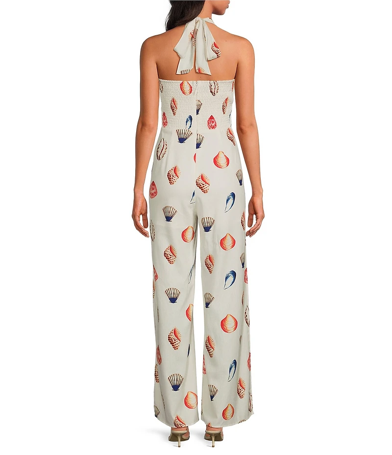 Sugarlips Shell Magic Moment Wide Leg Sleeveless Halter Jumpsuit