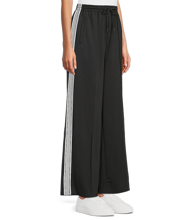 Sugarlips Shimmer Stripe Wide Leg Pull-On Track Pants