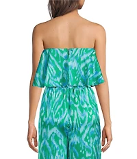 Sugarlips Strapless Abstract Wane Printed Strapless Coordinating Satin Top