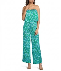 Sugarlips Strapless Abstract Wane Printed Strapless Coordinating Satin Top