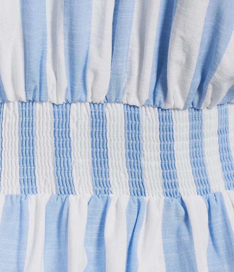 Sugarlips Stripe Printed Collared V-Neck Short Sleeve Button Down Midi Dress