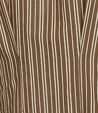 Sugarlips Striped Fessia Boat Neck Short Sleeve Pleated Waist Midi Dress