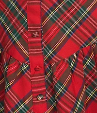 Sugarlips Structure Plaid Back Elastic Waist Button Front A-Line Mini Skirt