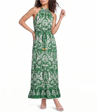Sugarlips Tropics Kay Printed Halter Neck Sleeveless Maxi Dress