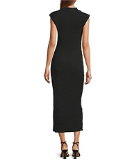 Sugarlips True Clover Bubble Mock Neck Sleeveless Bodycon Midi Dress