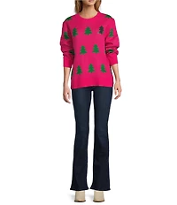 Sugarlips Under The Tree Sequin Knit Crew Neck Long Sleeve Sweater