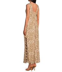 Sugarlips Vieta Hazley Floral Printed Round Neck Sleeveless Cut Out Linen Maxi Dress