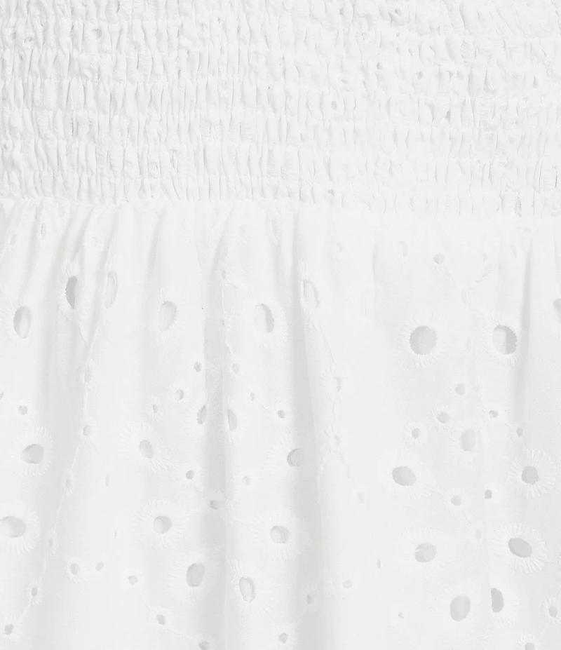 Sugarlips Viridiana Floral Eyelet Palmer V-Neck Short Sleeve Tiered Maxi Dress