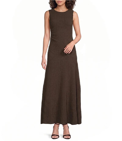 Sugarlips Yahaira Boatneck Sleeveless Flounce Bubble Ruched Textured Maxi Dress