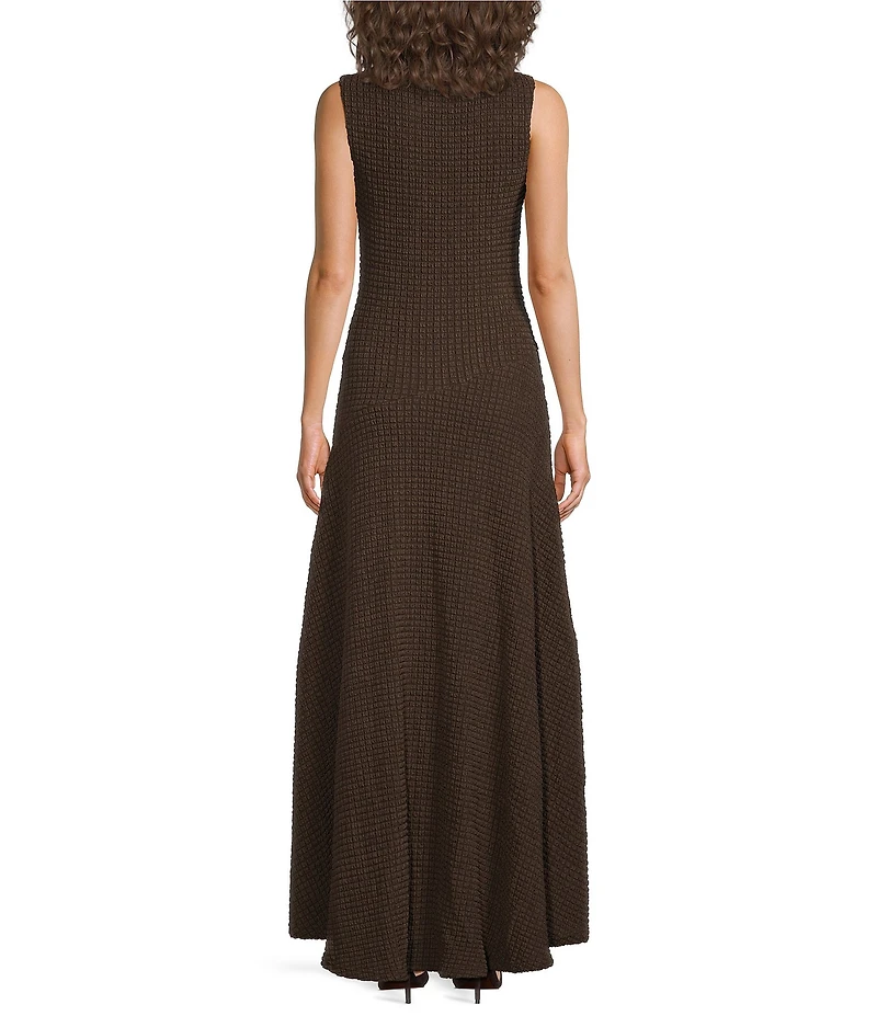 Sugarlips Yahaira Boatneck Sleeveless Flounce Bubble Ruched Textured Maxi Dress