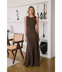 Sugarlips Yahaira Boatneck Sleeveless Flounce Bubble Ruched Textured Maxi Dress