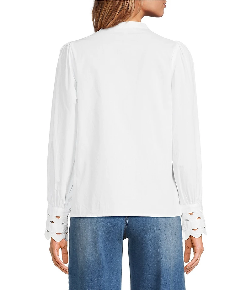 Sugarlips Ziana Crew Neck Button Front Ric Rac Trim Shirt