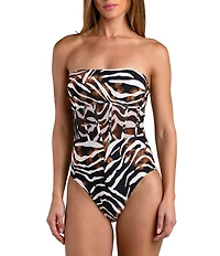 Sunshine '79 Nightlife Mesh Corset Binding Tummy Control Bandeau One Piece Swimsuit