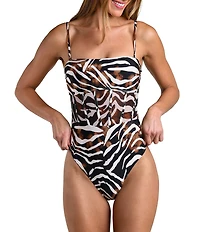 Sunshine '79 Nightlife Mesh Corset Binding Tummy Control Bandeau One Piece Swimsuit