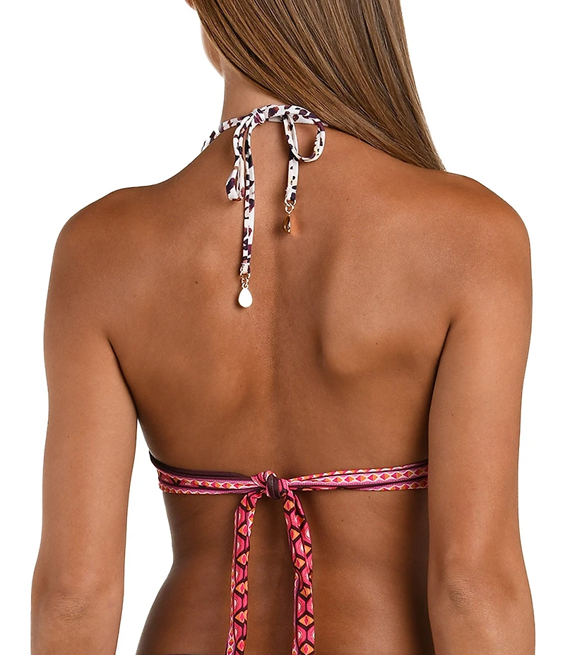 Sunshine '79 Paradise Heat Reversible Tropical To Animal Print Halter Swim Top