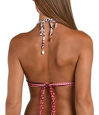 Sunshine '79 Paradise Heat Reversible Tropical To Animal Print Halter Swim Top
