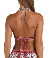 Sunshine '79 Paradise Heat Reversible Tropical To Animal Print Halter Swim Top