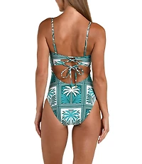 Sunshine '79 Patchwork Palms Bandeau One Piece Swimsuit