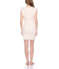 Susana Monaco Crew Neck Cap Sleeve Flutter Tank Mini Dress