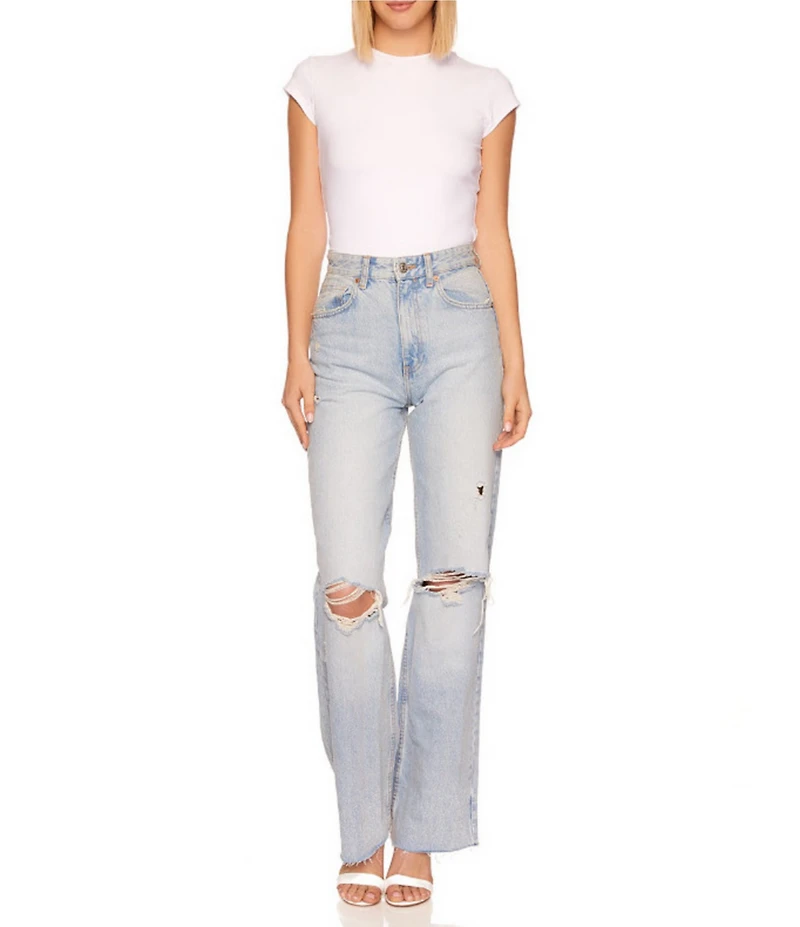 Susana Monaco Crew Neck Short Sleeve Fitted Signature Stretch Knit Tee Shirt