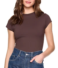 Susana Monaco Crew Neck Short Sleeve Fitted Signature Stretch Knit Tee Shirt