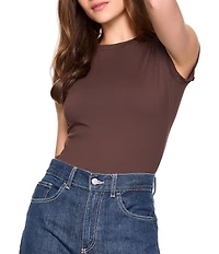 Susana Monaco Crew Neck Short Sleeve Fitted Signature Stretch Knit Tee Shirt