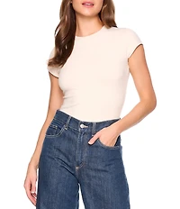 Susana Monaco Crew Neck Short Sleeve Fitted Signature Stretch Knit Tee Shirt