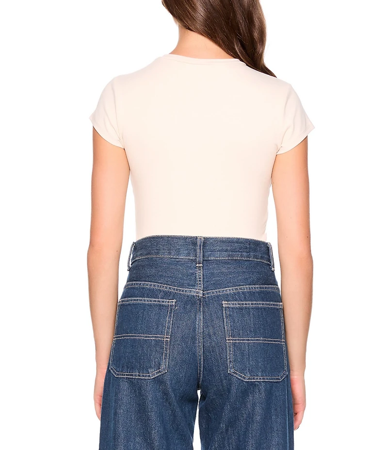 Susana Monaco Crew Neck Short Sleeve Fitted Signature Stretch Knit Tee Shirt