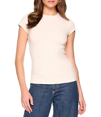 Susana Monaco Crew Neck Short Sleeve Fitted Signature Stretch Knit Tee Shirt