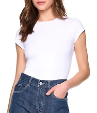 Susana Monaco Crew Neck Short Sleeve Fitted Signature Stretch Knit Tee Shirt