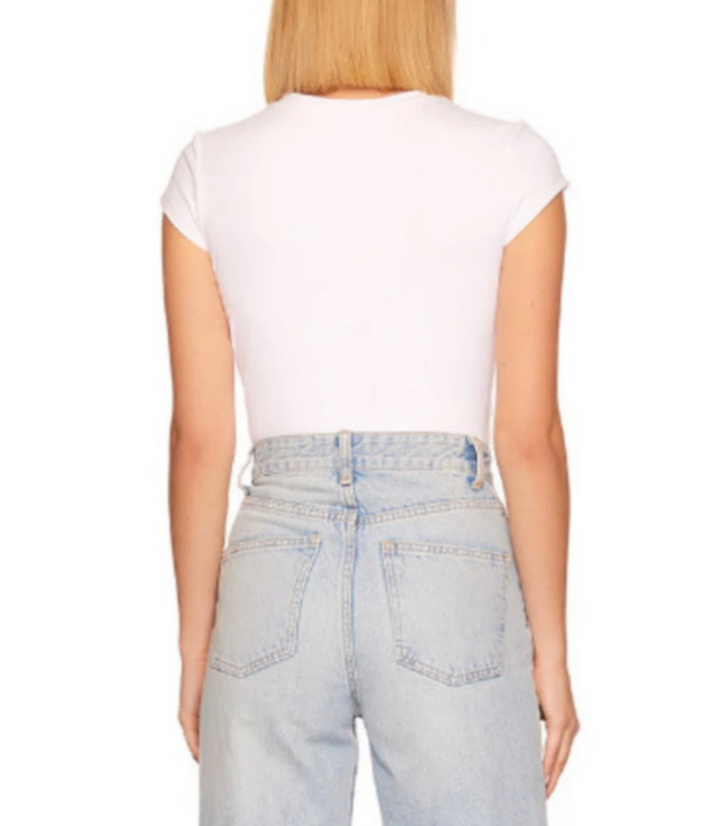 Susana Monaco Crew Neck Short Sleeve Fitted Signature Stretch Knit Tee Shirt