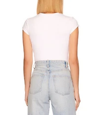 Susana Monaco Crew Neck Short Sleeve Fitted Signature Stretch Knit Tee Shirt
