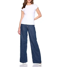 Susana Monaco Crew Neck Short Sleeve Fitted Signature Stretch Knit Tee Shirt