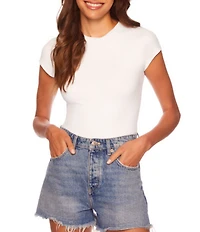 Susana Monaco Crew Neck Short Sleeve Fitted Signature Stretch Knit Tee Shirt