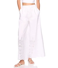 Susana Monaco Embroidered High Rise Wide Leg Pants