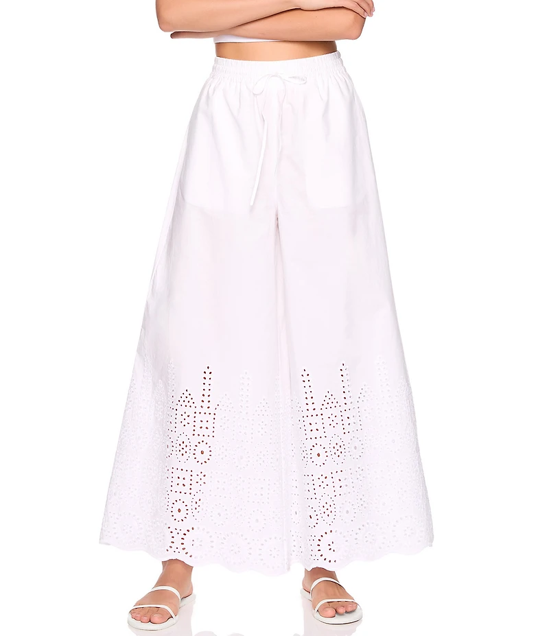 Susana Monaco Embroidered High Rise Wide Leg Pants