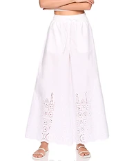 Susana Monaco Embroidered High Rise Wide Leg Pants