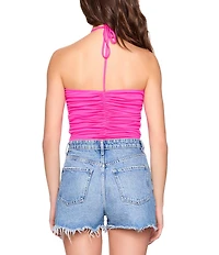 Susana Monaco Halter Neck Sleeveless Shirred Tube Top