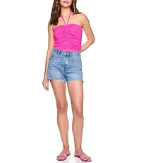 Susana Monaco Halter Neck Sleeveless Shirred Tube Top